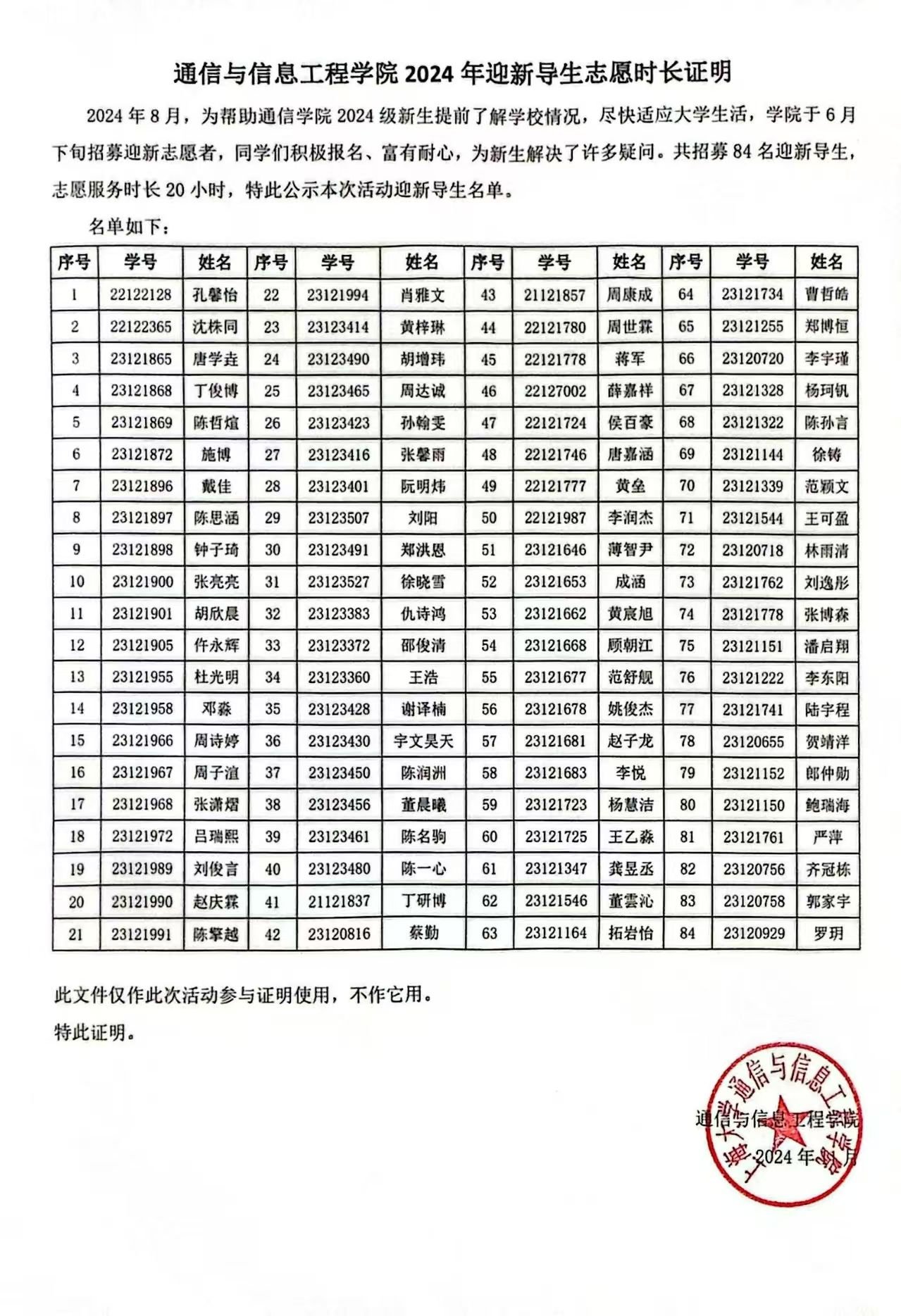 迎新导师服务证明