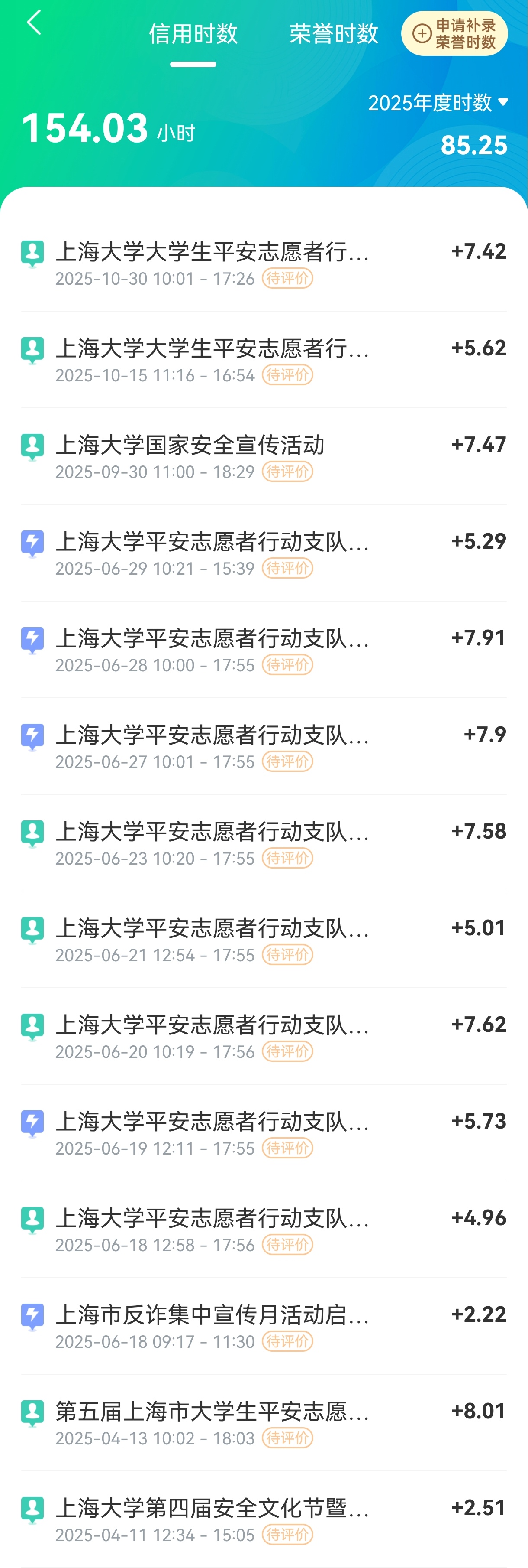 2025 年度补充记录